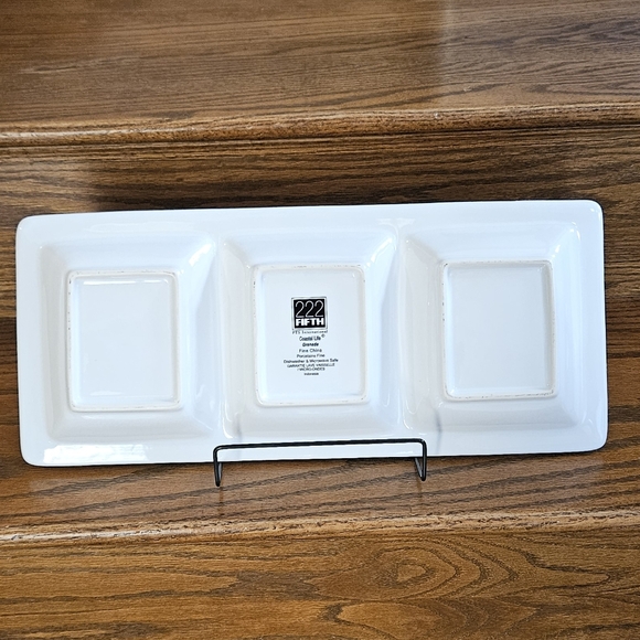 222 Fifth Coastal Living "Grenada" Fine China 3 Section Serving Tray - Picture 6 of 7